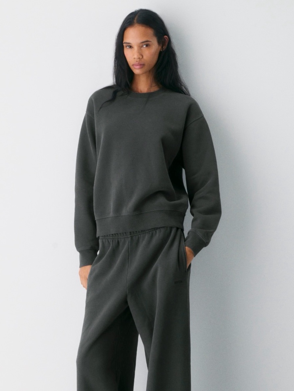 Aritzia Dark Charcoal Sweatfleece Crewneck